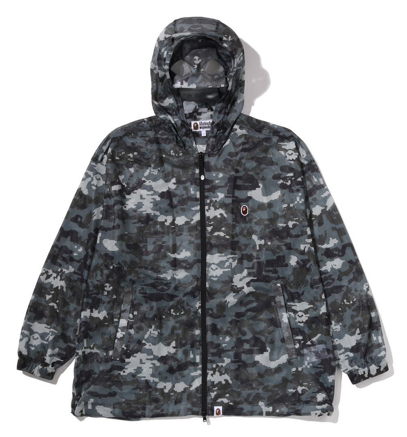 A BATHING APE MULTI PIXEL CAMO MESH HOODIE JACKET