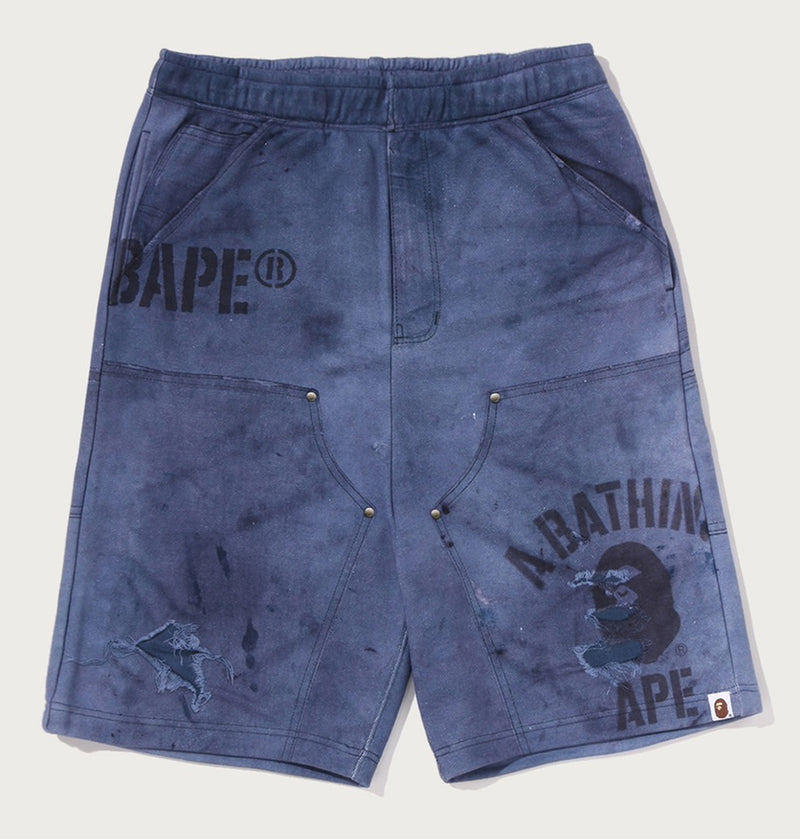 A BATHING APE FAKE PRINT RELAXED FIT SWEAT SHORTS