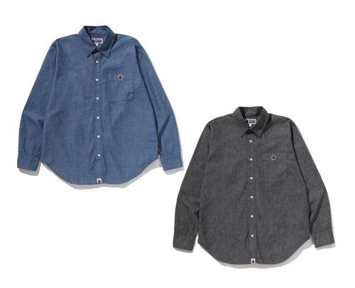 A BATHING APE ONE POINT CHAMBRAY SHIRT
