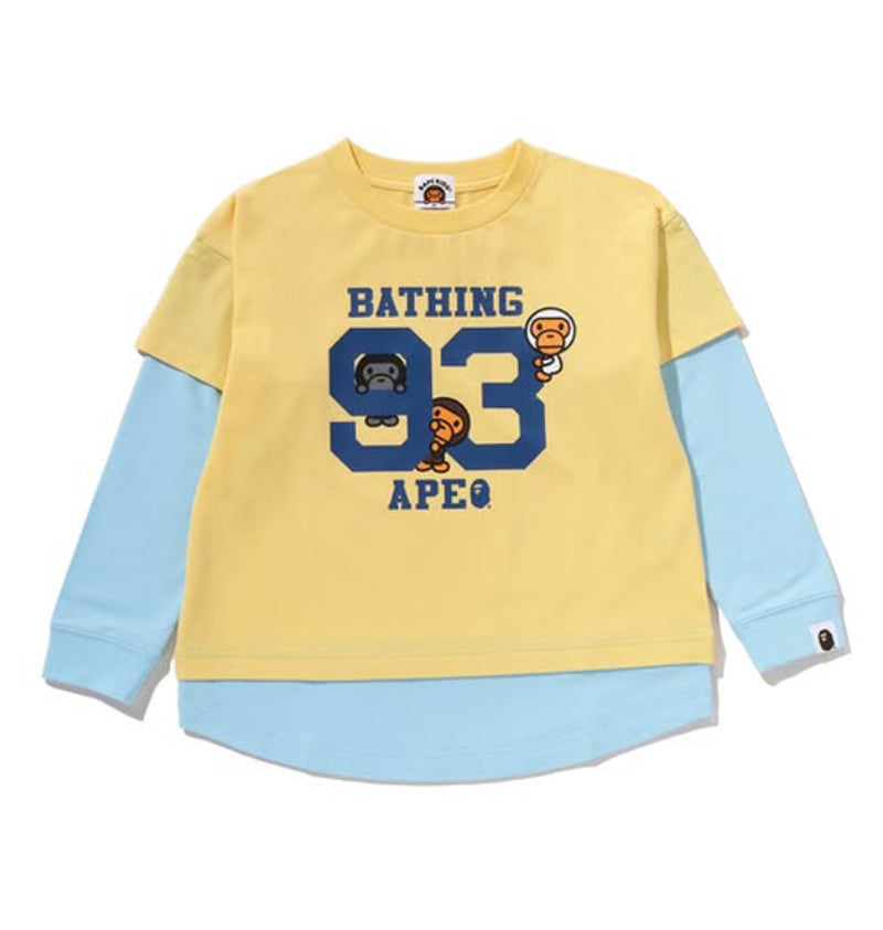 A BATHING APE BAPE KIDS BABY MILO LAYERED LOOSE FIT L/S TEE