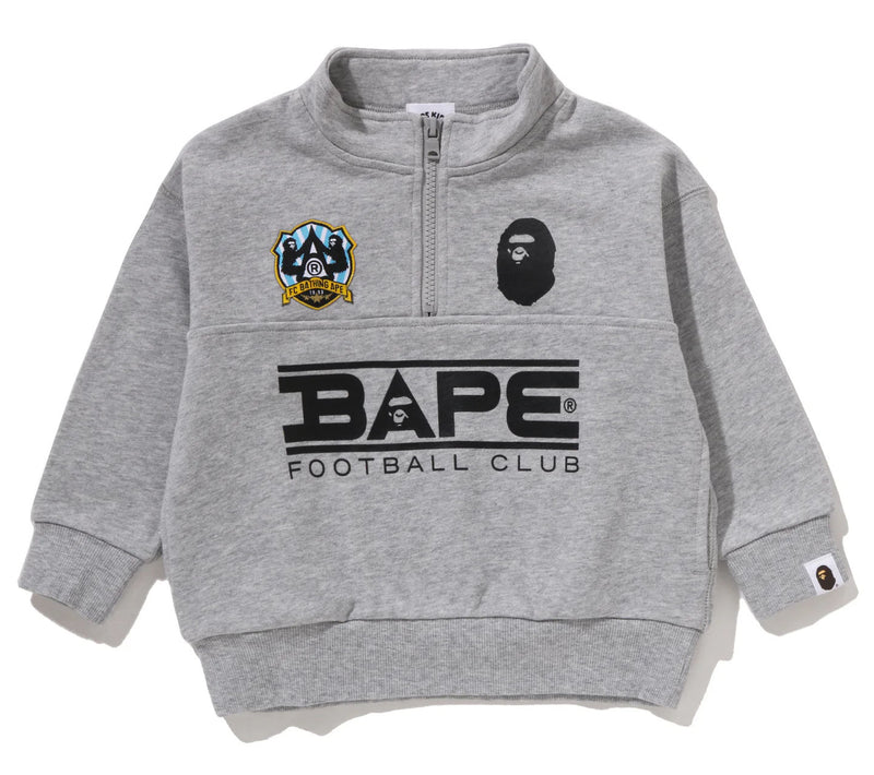 A BATHING APE BAPE KIDS BAPE EMBROIDERY PATCH RELAXED FIT HALF ZIP SWEATSHIRT