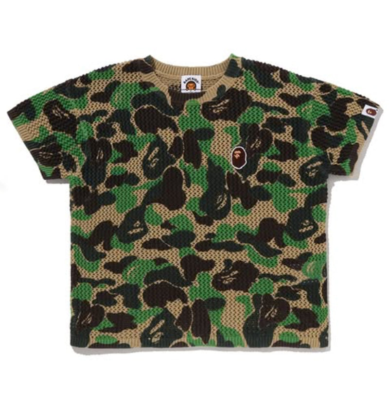A BATHING APE BAPE KIDS ABC CAMO CROCHET KNIT RELAXED FIT SWEATER