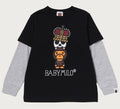 A BATHING APE BAPE KIDS BABY MILO SKULL LAYERED SLEEVES LS TEE