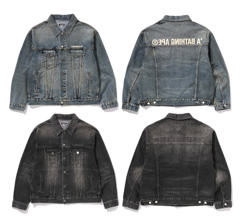A BATHING APE DISTRESSED 13oz DENIM TRACKER JACKET