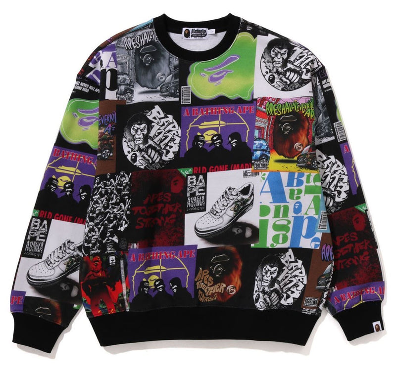 A BATHING APE BAPE ALBUM MONOGRAM CREWNECK