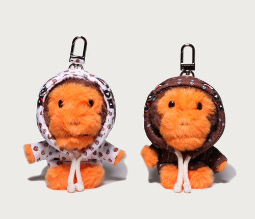 A BATHING APE Ladies' MILOGRAM SWEETS PATTERN HOODIE BABY MILO FUR DOLL KEY CHAIN
