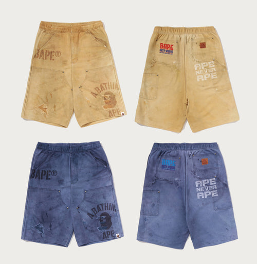 A BATHING APE FAKE PRINT RELAXED FIT SWEAT SHORTS