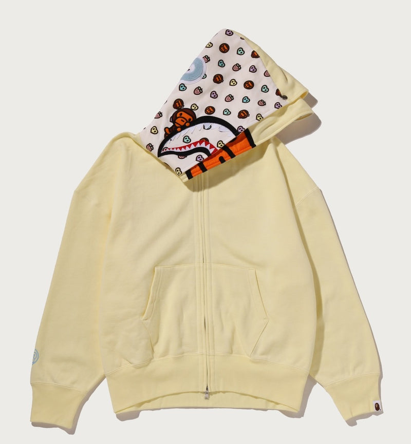 A BATHING APE Ladies' MILO SHARK OVERSIZED FULL ZIP DOUBLE HOODIE