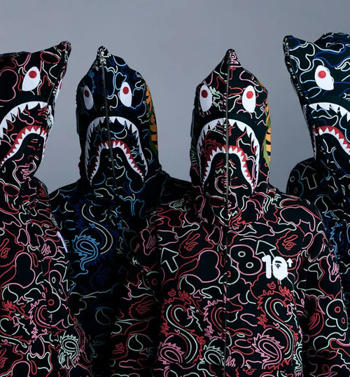 A BATHING APE TREE EDGE CAMO LASER CUT CROPPED SHARK FULL
