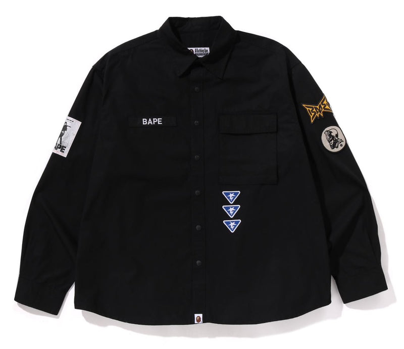 A BATHING APE BATHING APE LOGO MILITARY L/S SHIRT