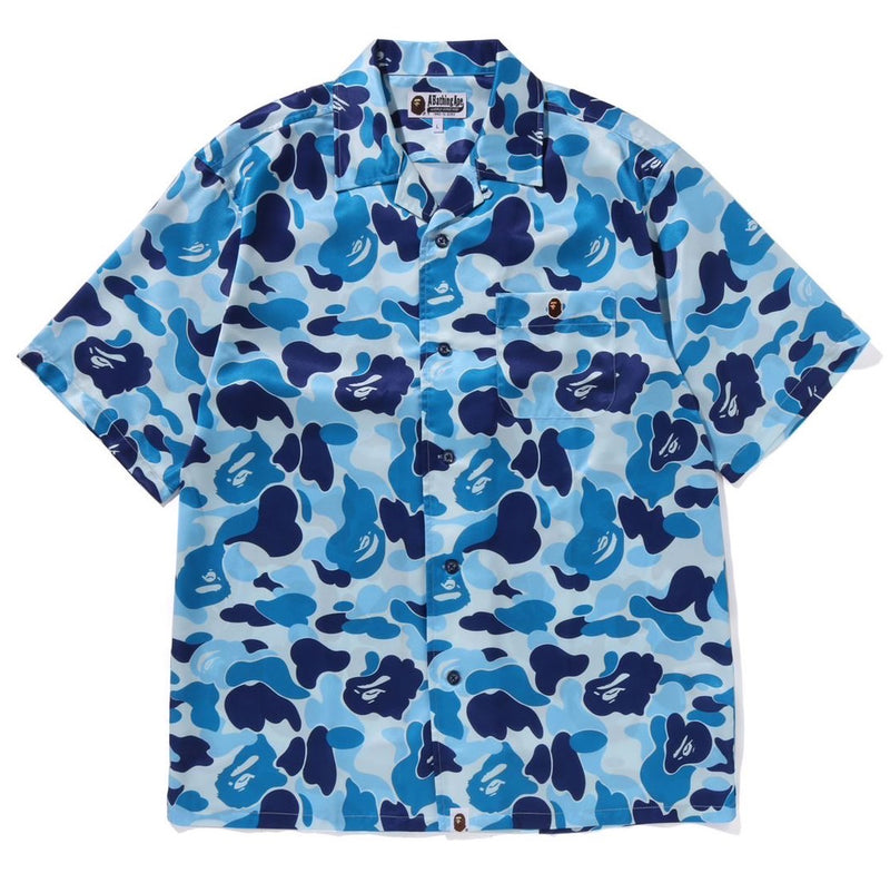 A BATHING APE ABC CAMO OPEN COLLAR SS SHIRTS