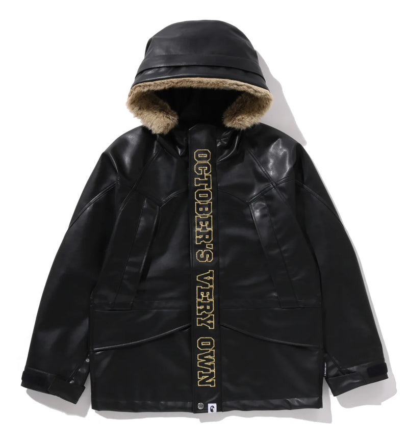 A BATHING APE BAPE x OVO SYNTHETIC WASHABLE LEATHER SNOWBOARD JACKET