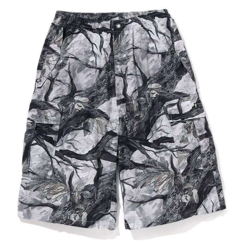 A BATHING APE TREE EDGE CAMO CARGO SHORTS