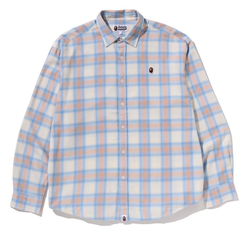 A BATHING APE ONE POINT OMBRE CHECK LIGHT FLANNEL L/S SHIRT