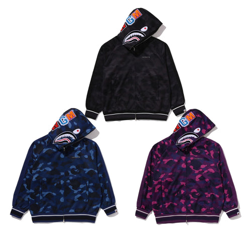 A BATHING APE COLOR CAMO SHARK RELAXED FIT HOODIE TRACK JACKET