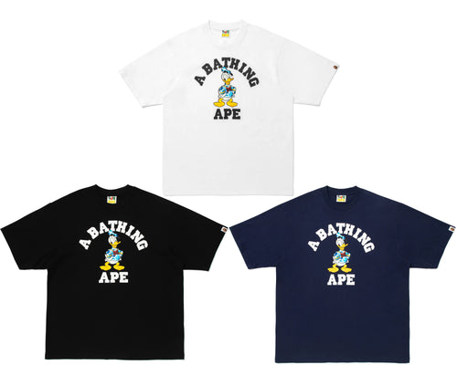 A BATHING APE BAPE x DISNEY DONALD DUCK COLLEGE RELAXED FIT TEE