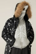 A BATHING APE SKELETON SHARK HEAVY WASHED CROPPED FIT FULL ZIP HOODIE