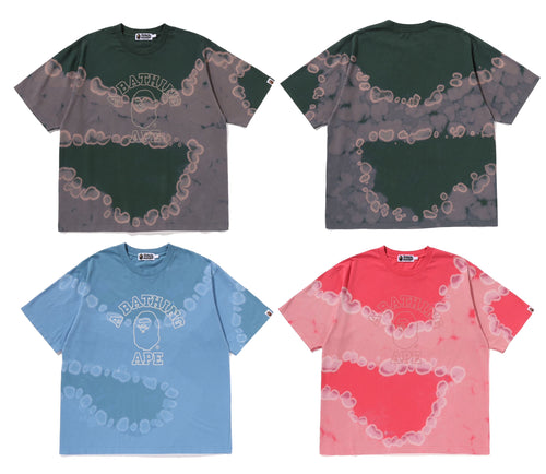 A BATHING APE HAND DYE COLLEGE RELAXED FIT TEE