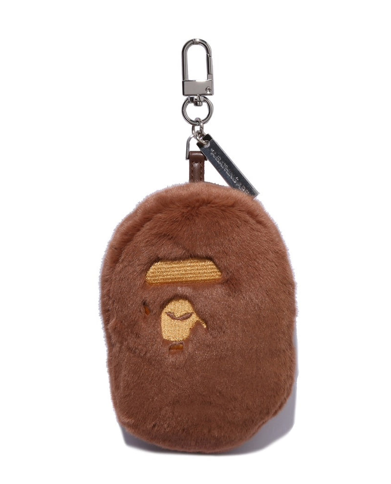 A BATHING APE APE HEAD FAUX FUR KEYCHAIN