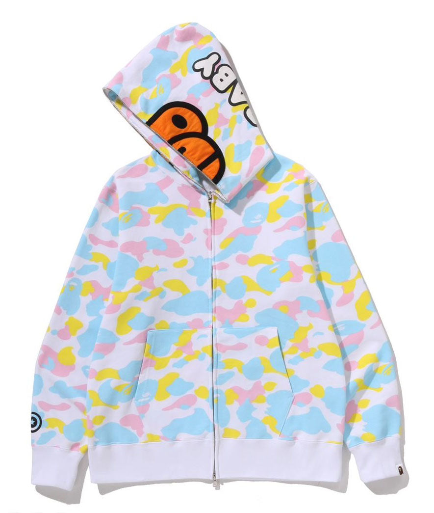 A BATHING APE NEW MULTI CAMO BABY MILO REGULAR FIT FULL ZIP HOODIE