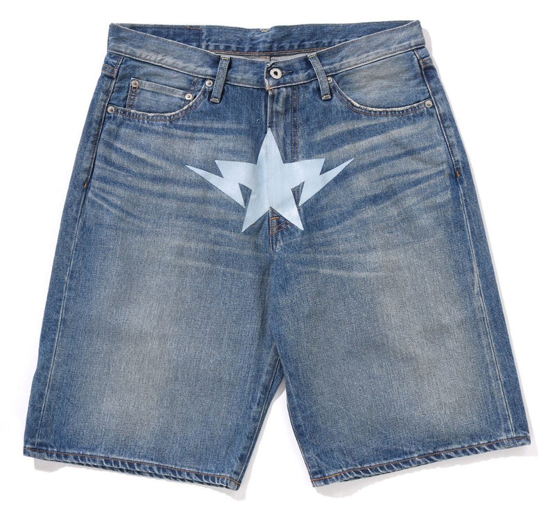 A BATHING APE YWIN STA RELAXED FIT DENIM SHORTS