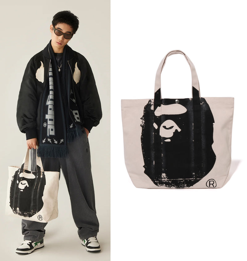 A BATHING APE BIG APE HEAD TOTE BAG
