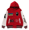 A BATHING APE LUX SPORT BADGES OVERSIZED HOODIE SWEAT VARSITY JACKET