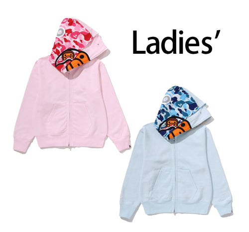 A BATHING APE Ladies' MILO SHARK FULL ZIP DOUBLE HOODIE