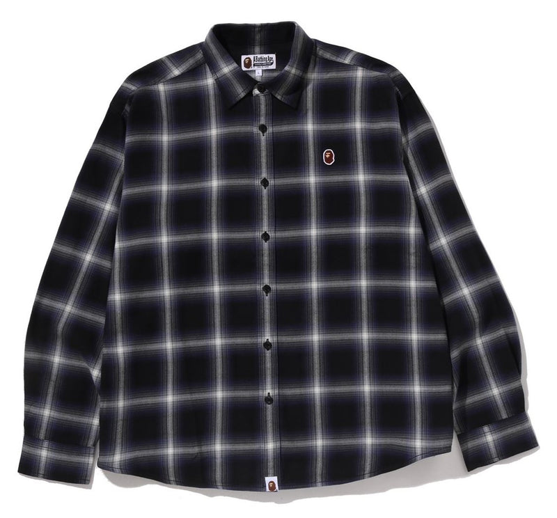A BATHING APE ONE POINT OMBRE CHECK LIGHT FLANNEL L/S SHIRT