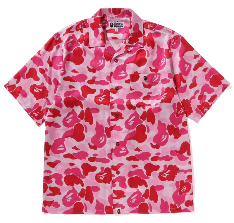 A BATHING APE ABC CAMO OPEN COLLAR SS SHIRTS