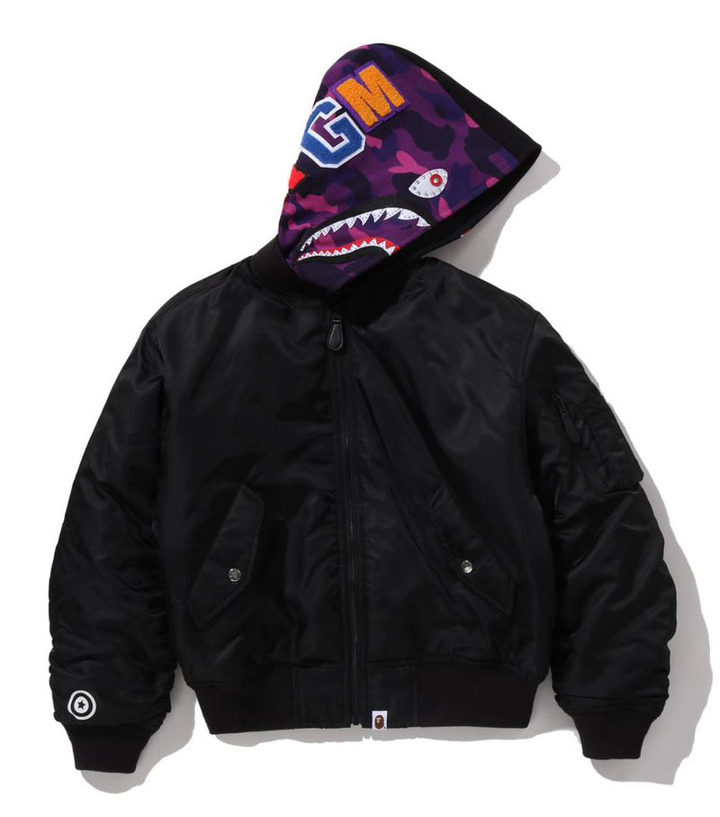 A BATHING APE Ladies' SHARK HOODIE MA-1 JACKET - happyjagabee store