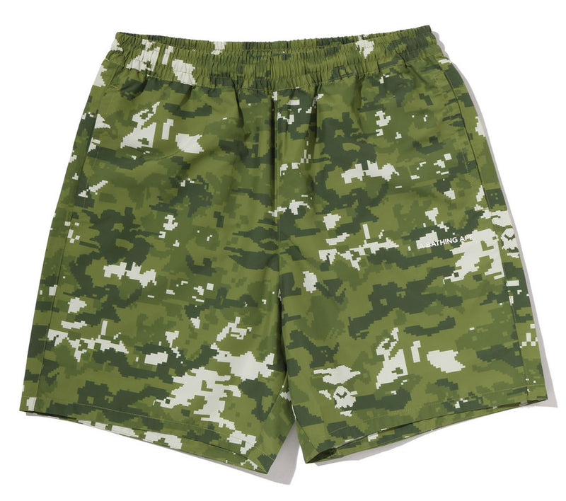 A BATHING APE MULTI PIXEL CAMO RELAXED FIT BEACH SHORTS
