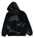 A BATHING APE COLOR CAMO SHARK FULL ZIP SHERPA JACKET