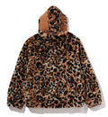 A BATHING APE WILD LEOPARD PATTERN FAUX FUR SHARK FULL ZIP JACKET