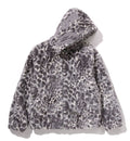 A BATHING APE WILD LEOPARD PATTERN FAUX FUR SHARK FULL ZIP JACKET
