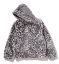 A BATHING APE WILD LEOPARD PATTERN FAUX FUR SHARK FULL ZIP JACKET