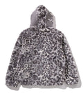 A BATHING APE WILD LEOPARD PATTERN FAUX FUR SHARK FULL ZIP JACKET