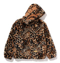 A BATHING APE WILD LEOPARD PATTERN FAUX FUR SHARK FULL ZIP JACKET