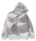 A BATHING APE COLOR CAMO SHARK FULL ZIP SHERPA JACKET