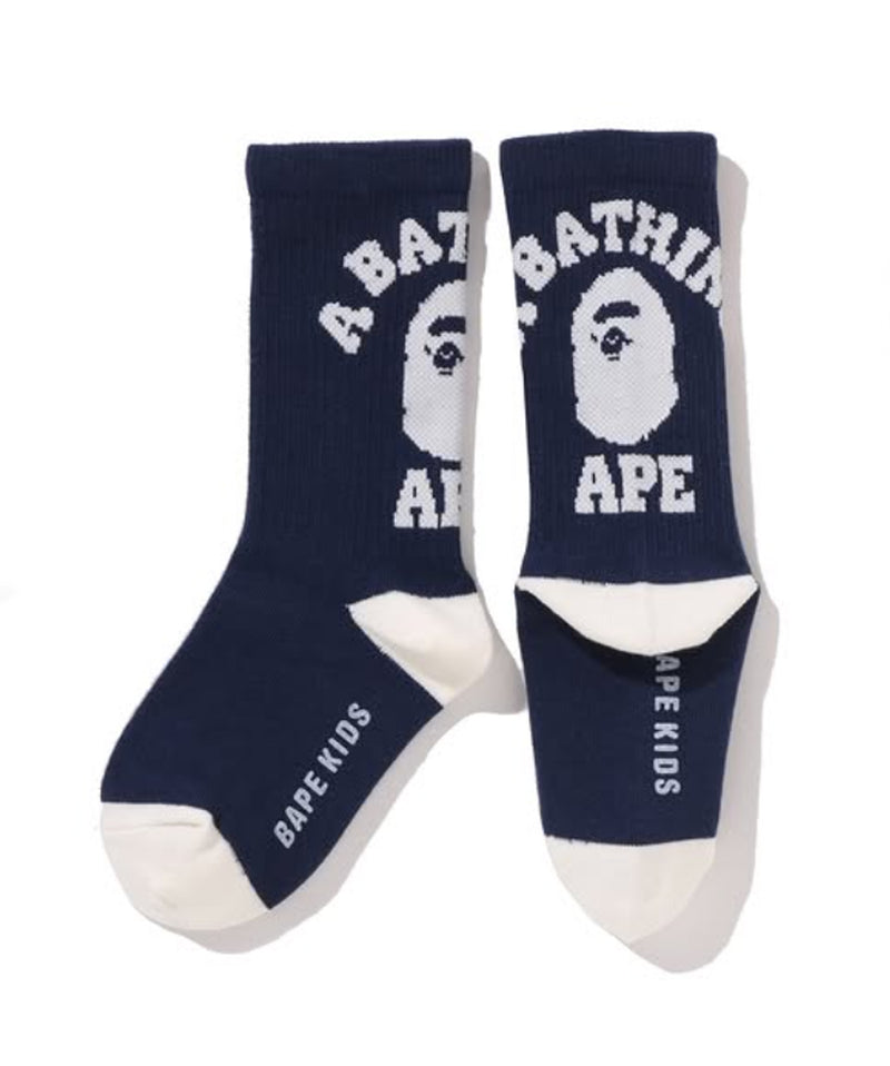 A BATHING APE BAPE KIDS COLLEGE RIB SOCKS