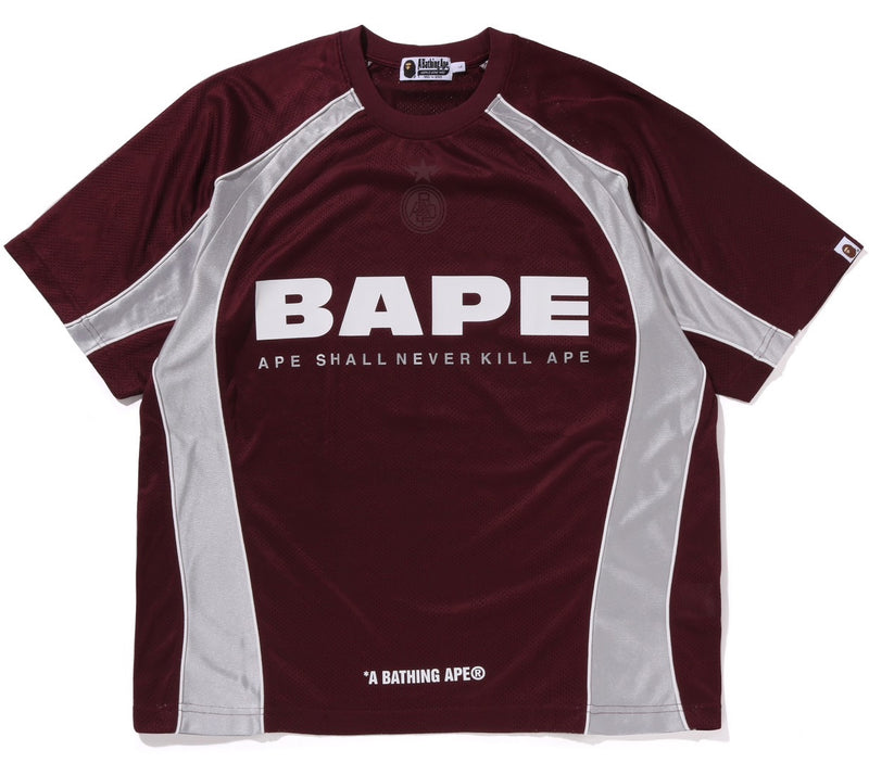A BATHING APE SOLID CAMO JACQUARD MULTI LOGO RELAXED FIT FOOTBALL JERSEY