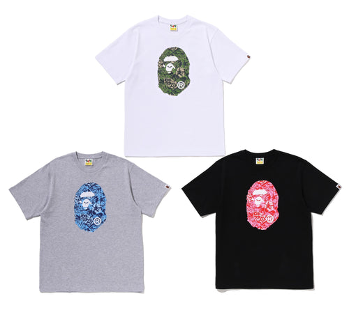 A BATHING APE PLAM RESORT CAMO APE HEAD TEE