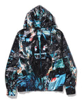 A BATHING APE OVERALL PRINT CREASE HOODED JACKET - happyjagabee store