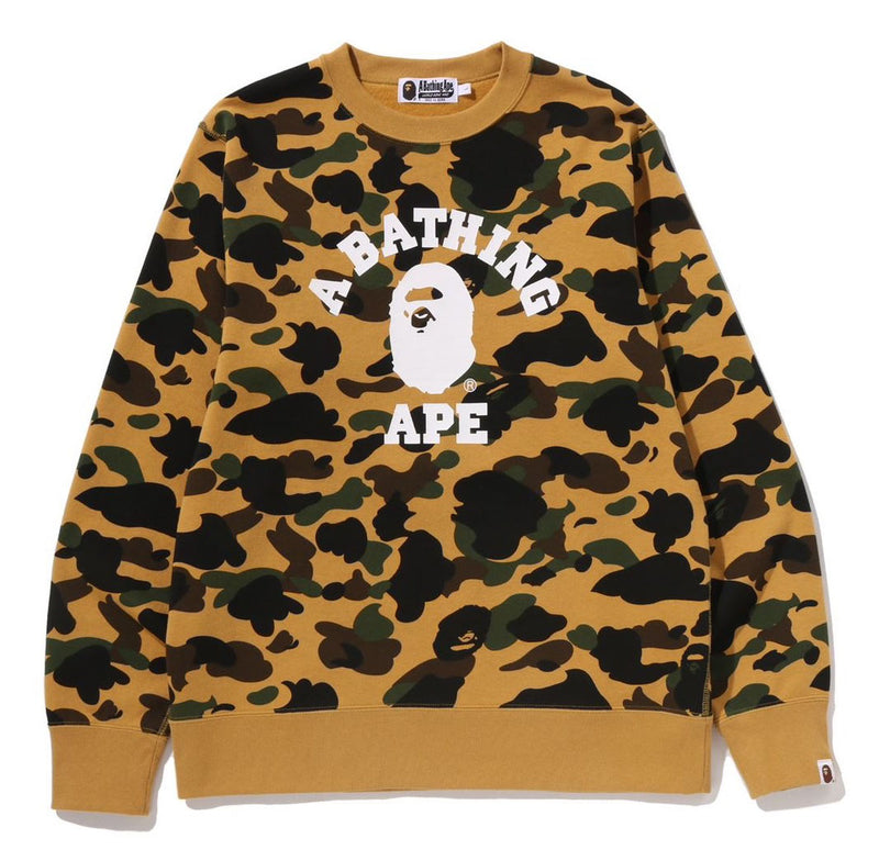 A BATHING APE 1ST CAMO COLLEGE CREWNECK SWEAT SHIRT