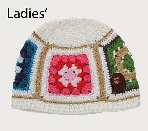 A BATHING APE Ladies' APE HEAD ONE POINT CROCHET BEANIE