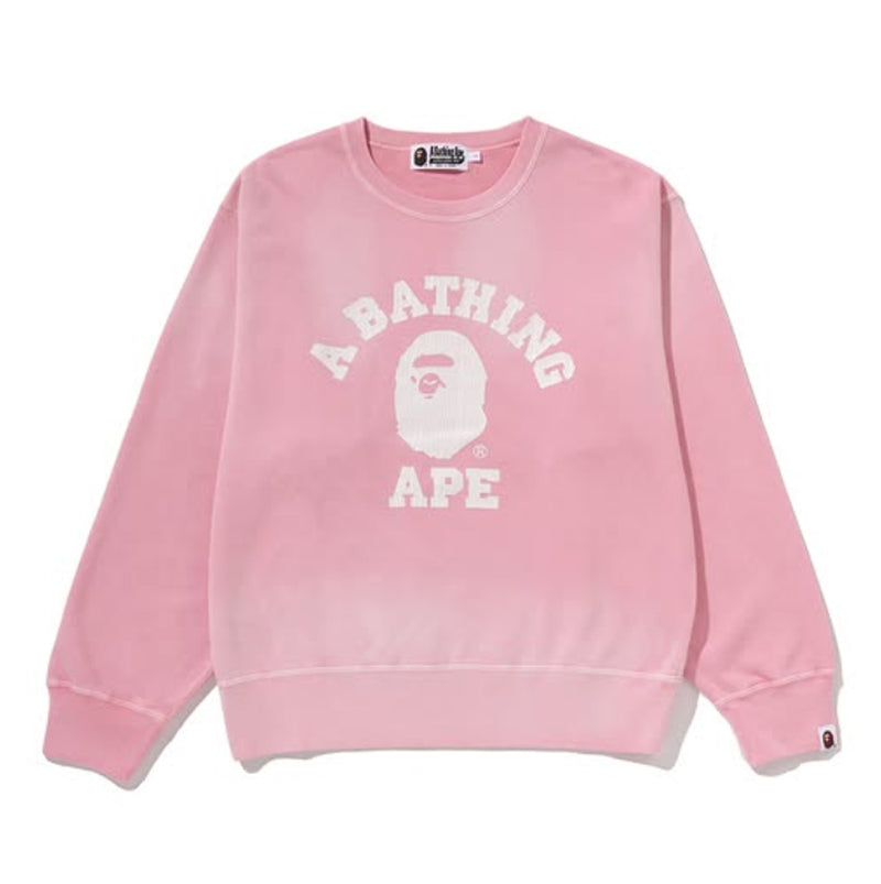 A BATHING APE Ladies' VINTAGE WASHED COLLEGE CREWNECK SWEAT SHIRT - happyjagabee store