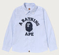 A BATHING APE BAPE KIDS COLLEGE STRIPE OXFORD BD LS SHIRT