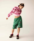 A BATHING APE Ladies' WOODLAND CAMO CROPPED HALF ZIP SWEATER