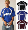 A BATHING APE SOLID CAMO JACQUARD MULTI LOGO RELAXED FIT FOOTBALL JERSEY