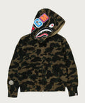 A BATHING APE Ladies' 1ST CAMO CROCHET SHARK FULL ZIP HOODIE